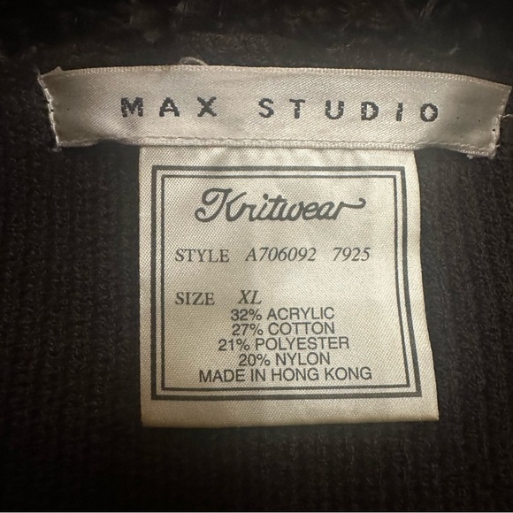 Y2K Max Studio Brown Knitwear Faux Fur Trim Duster Cardigan Sweater - Size XL - Picture 4 of 8